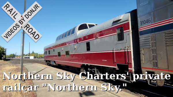 Northern Sky Charters' Private Railcar "Northern Sky" Arrived With Amtrak&nbsp;5, Led By A Rescue Engine.